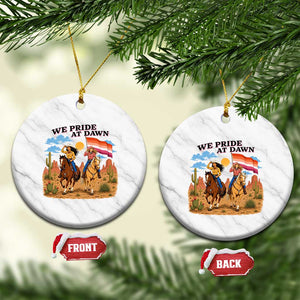 We Pride at Dawn Lesbian Cowgirl Ceramic Ornament Country Western Retro Graphic Pride Month