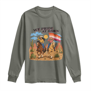 We Pride at Dawn Lesbian Cowgirl Long Sleeve Shirt Country Western Retro Graphic Pride Month