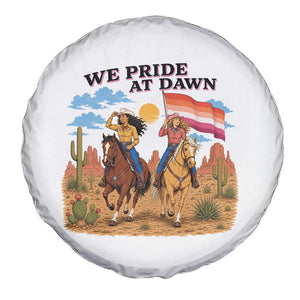 We Pride at Dawn Lesbian Cowgirl Spare Tire Cover Country Western Retro Graphic Pride Month TS02 Print Your Wear