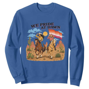 We Pride at Dawn Lesbian Cowgirl Sweatshirt Country Western Retro Graphic Pride Month