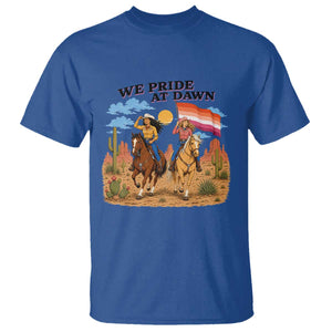 We Pride at Dawn Lesbian Cowgirl T Shirt Country Western Retro Graphic Pride Month