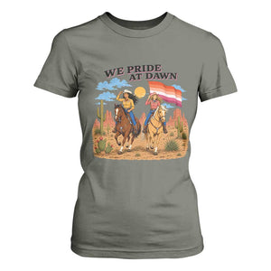 We Pride at Dawn Lesbian Cowgirl T Shirt For Women Country Western Retro Graphic Pride Month