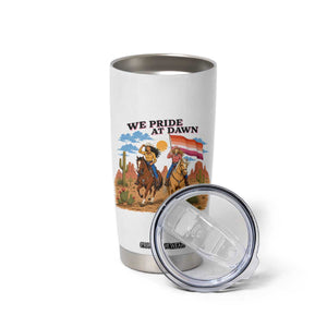 We Pride at Dawn Lesbian Cowgirl Tumbler Cup Country Western Retro Graphic Pride Month