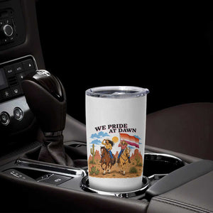 We Pride at Dawn Lesbian Cowgirl Tumbler Cup Country Western Retro Graphic Pride Month