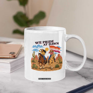 We Pride at Dawn Lesbian Cowgirl Coffee Mug Country Western Retro Graphic Pride Month