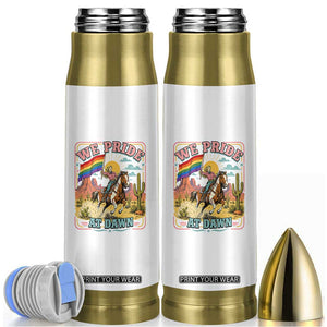 We Pride at Dawn Retro Rainbow Cowgirl Bullet Tumbler Pride Month Country Western Vibes TS02 White Print Your Wear