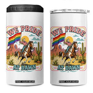 We Pride at Dawn Retro Rainbow Cowgirl 4 in 1 Can Cooler Tumbler Pride Month Country Western Vibes