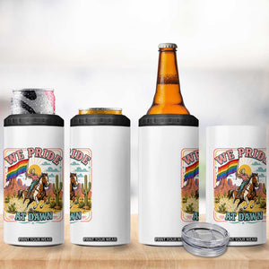 We Pride at Dawn Retro Rainbow Cowgirl 4 in 1 Can Cooler Tumbler Pride Month Country Western Vibes