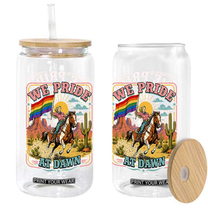 We Pride at Dawn Retro Rainbow Cowgirl Glass Can Pride Month Country Western Vibes