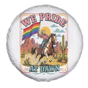 We Pride at Dawn Retro Rainbow Cowgirl Spare Tire Cover Pride Month Country Western Vibes
