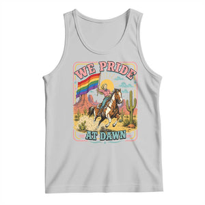 We Pride at Dawn Retro Rainbow Cowgirl Tank Top Pride Month Country Western Vibes