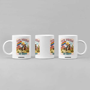 We Pride at Dawn Retro Rainbow Cowgirl Coffee Mug Pride Month Country Western Vibes