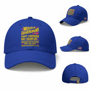 New Achievement Happy Fathers Day Crawler Baseball Cap Funny Gamer Dad LitRPG Gaming Milestone