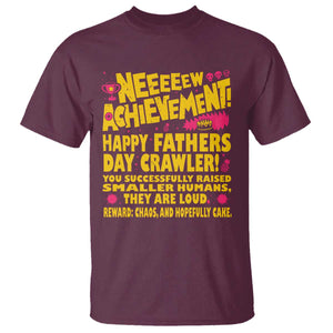 New Achievement Happy Fathers Day Crawler T Shirt Funny Gamer Dad LitRPG Gaming Milestone
