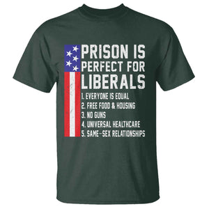 Prison Is Perfect For Liberals T Shirt Distressed American Flag Conservative Humor