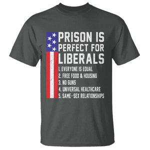 Prison Is Perfect For Liberals T Shirt Distressed American Flag Conservative Humor
