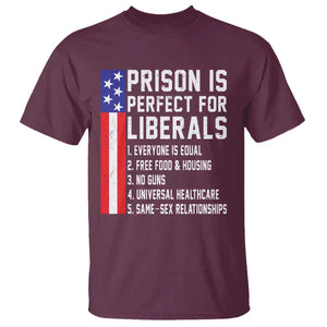 Prison Is Perfect For Liberals T Shirt Distressed American Flag Conservative Humor