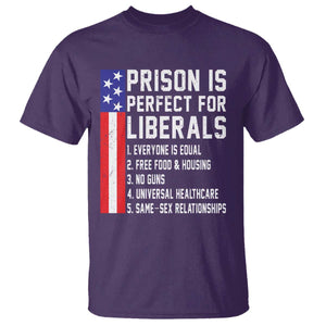 Prison Is Perfect For Liberals T Shirt Distressed American Flag Conservative Humor
