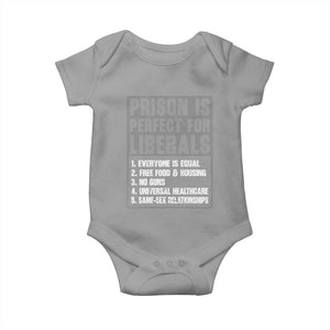 Prison Is Perfect For Liberals Baby Onesie Satirical List Retro Grunge Conservative Humor