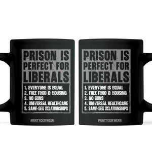 Prison Is Perfect For Liberals Coffee Mug Satirical List Retro Grunge Conservative Humor