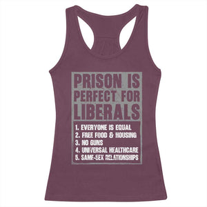 Prison Is Perfect For Liberals Racerback Tank Top Satirical List Retro Grunge Conservative Humor