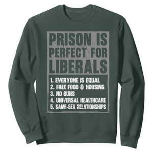 Prison Is Perfect For Liberals Sweatshirt Satirical List Retro Grunge Conservative Humor