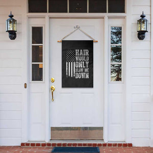 Funny Bald Pride Hair Would Only Slow Me Down Garden Flag Distressed Patriotic US Flag Bald Men Joke