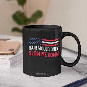 Hair Would Only Slow Me Down Retro Groovy Coffee Mug Patriotic Waving Flag Comedic Bald Pride