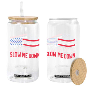 Hair Would Only Slow Me Down Retro Groovy Glass Can Patriotic Waving Flag Comedic Bald Pride TS02 Print Your Wear