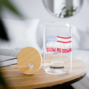 Hair Would Only Slow Me Down Retro Groovy Glass Can Patriotic Waving Flag Comedic Bald Pride TS02 Print Your Wear