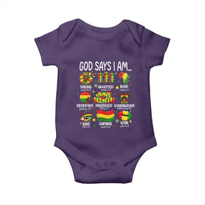 God Says I Am Juneteenth Christian Baby Onesie Pan-African Afrocentric Faith Bible Verses Freedom Day