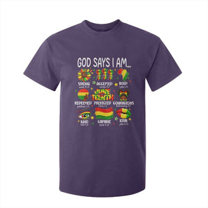God Says I Am Juneteenth Christian T Shirt For Kid Pan-African Afrocentric Faith Bible Verses Freedom Day