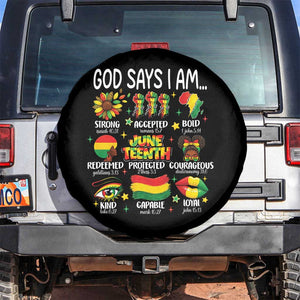 God Says I Am Juneteenth Christian Spare Tire Cover Pan-African Afrocentric Faith Bible Verses Freedom Day