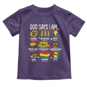 God Says I Am Juneteenth Christian Toddler T Shirt Pan-African Afrocentric Faith Bible Verses Freedom Day