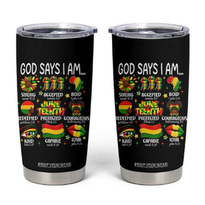 God Says I Am Juneteenth Christian Tumbler Cup Pan-African Afrocentric Faith Bible Verses Freedom Day