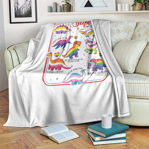 Cute Rainbow Dinosaur LGBTQ Ally Throw Blanket You Are Safe With Me Pride Month