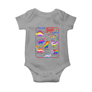 Cute Rainbow Dinosaur LGBTQ Ally Baby Onesie You Are Safe With Me Pride Month