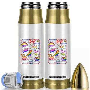 Cute Rainbow Dinosaur LGBTQ Ally Bullet Tumbler You Are Safe With Me Pride Month