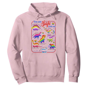 Cute Rainbow Dinosaur LGBTQ Ally Hoodie You Are Safe With Me Pride Month