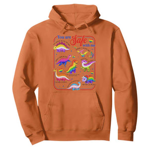 Cute Rainbow Dinosaur LGBTQ Ally Hoodie You Are Safe With Me Pride Month