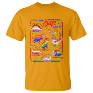 Cute Rainbow Dinosaur LGBTQ Ally T Shirt You Are Safe With Me Pride Month