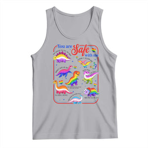 Cute Rainbow Dinosaur LGBTQ Ally Tank Top You Are Safe With Me Pride Month