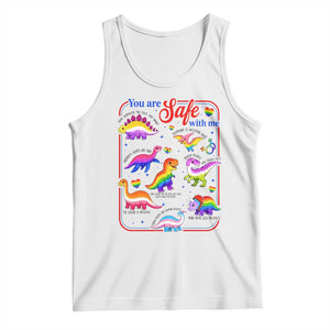 Cute Rainbow Dinosaur LGBTQ Ally Tank Top You Are Safe With Me Pride Month