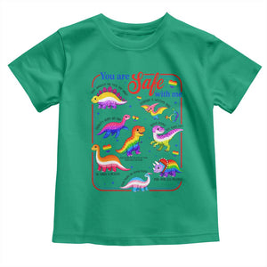 Cute Rainbow Dinosaur LGBTQ Ally Toddler T Shirt You Are Safe With Me Pride Month