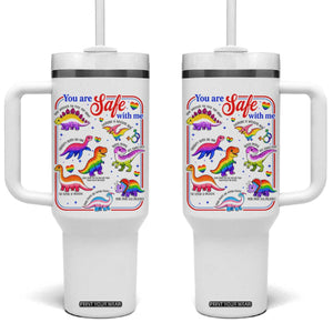 Cute Rainbow Dinosaur LGBTQ Ally Tumbler With Handle You Are Safe With Me Pride Month