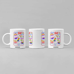 Cute Rainbow Dinosaur LGBTQ Ally Coffee Mug You Are Safe With Me Pride Month