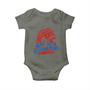 WTF Is A Kilometer Funny American Bald Eagle Baby Onesie Patriotic 4th of July Humor