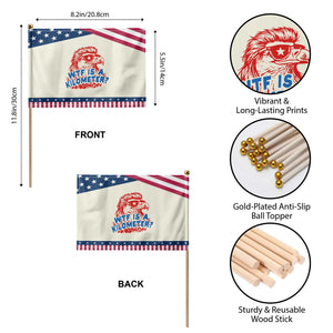 WTF Is A Kilometer Funny American Bald Eagle Patriotic Handheld Flag 4th of July Humor
