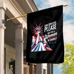 Patriotic Lady Liberty Feminist Graphic Garden Flag Can Someone Please Just Put A Woman In Charge Funny Feminism