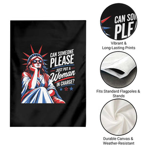 Patriotic Lady Liberty Feminist Graphic Garden Flag Can Someone Please Just Put A Woman In Charge Funny Feminism